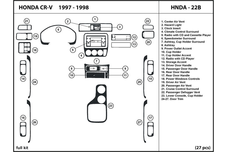 1997 Honda CR-V DL Auto Dash Kit Diagram