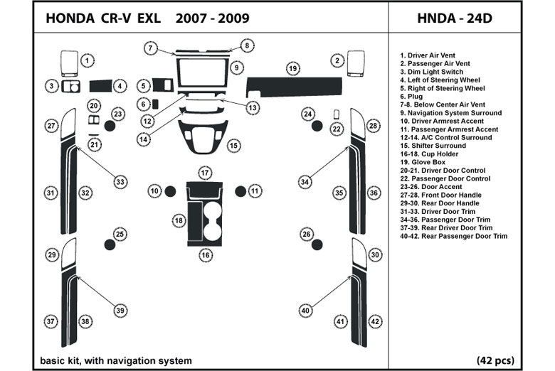 2007 Honda CR-V DL Auto Dash Kit Diagram