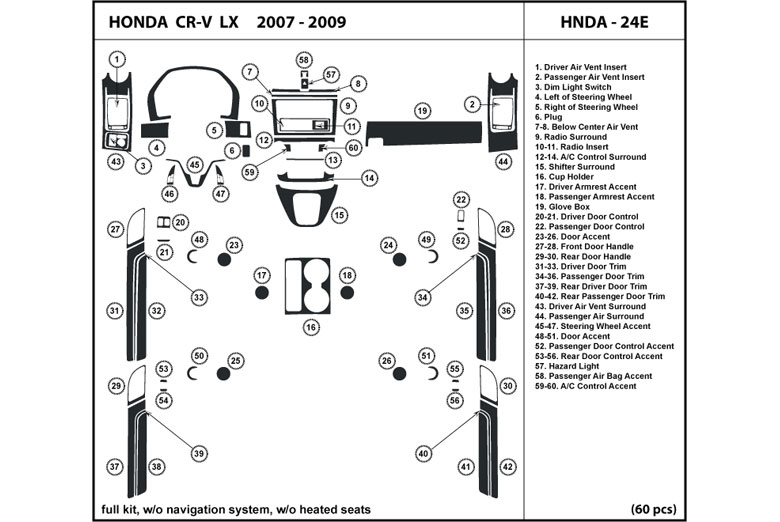 2007 Honda CR-V DL Auto Dash Kit Diagram