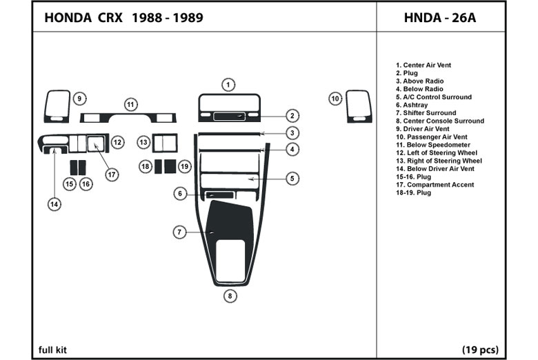 DL Auto™ Honda CRX 1988-1989 Dash Kits
