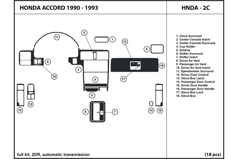 1990 Honda Accord DL Auto Dash Kit Diagram