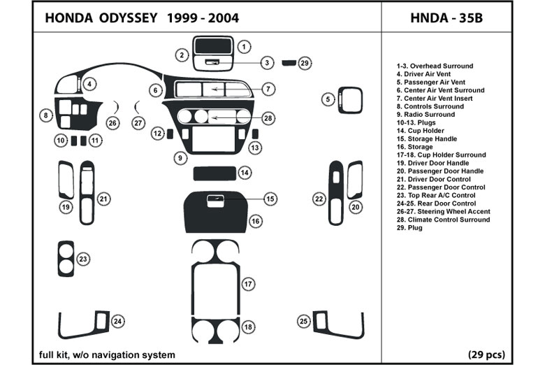 1999 Honda Odyssey DL Auto Dash Kit Diagram