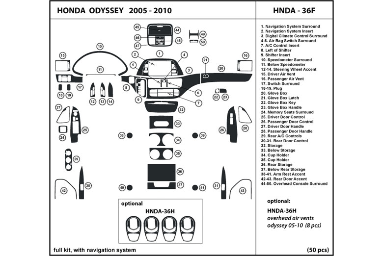 2005 Honda Odyssey DL Auto Dash Kit Diagram