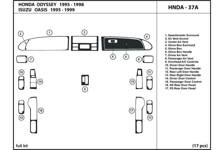 1995 Honda Odyssey DL Auto Dash Kit Diagram