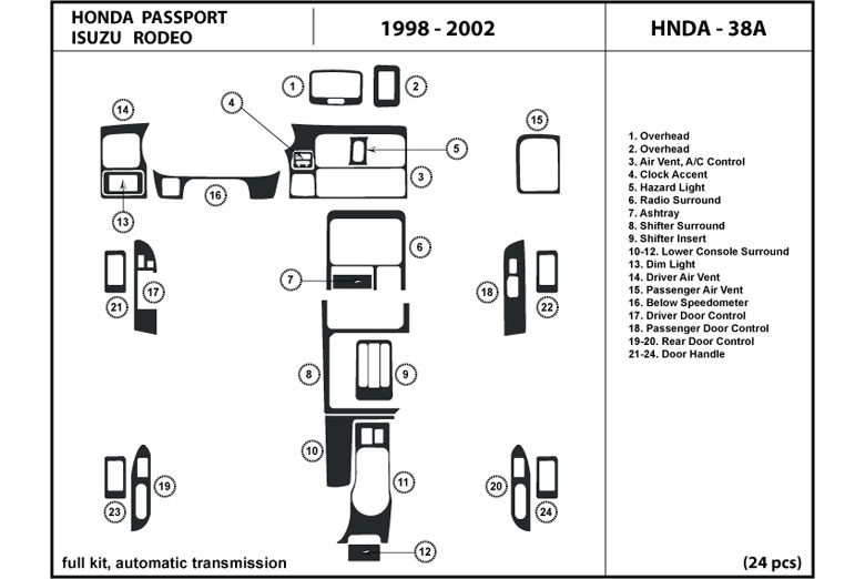 DL Auto™ Honda Passport 1998-2002 Dash Kits