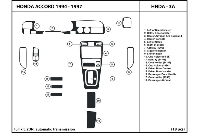 1994 Honda Accord DL Auto Dash Kit Diagram