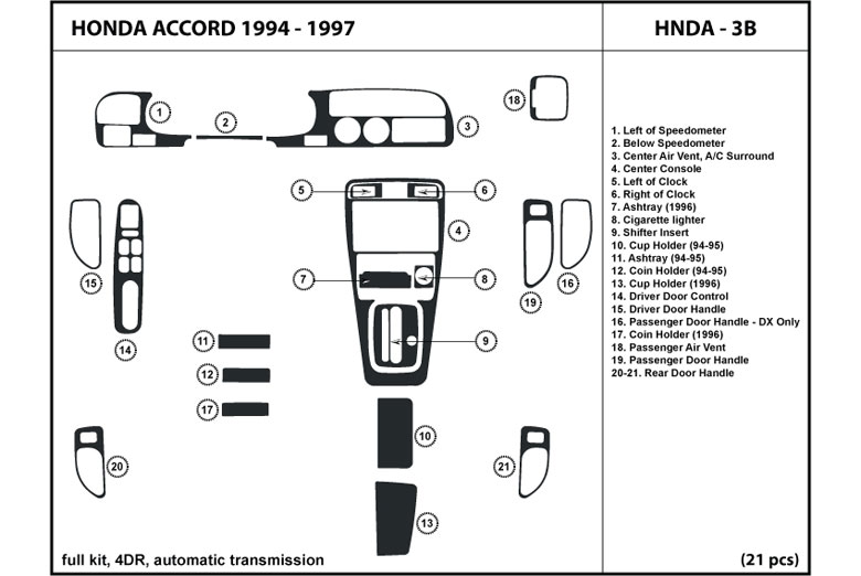 1994 Honda Accord DL Auto Dash Kit Diagram
