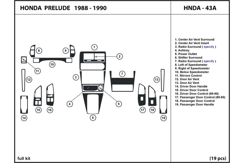 DL Auto™ Honda Prelude 1988-1990 Dash Kits