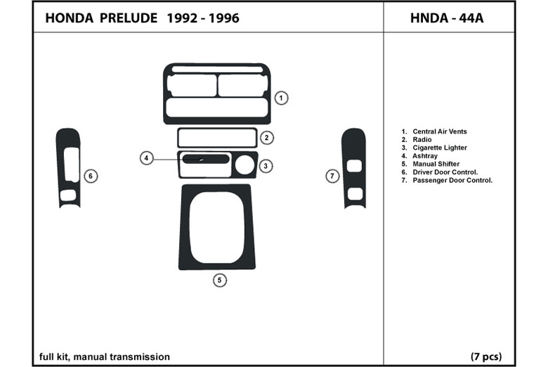 1992 Honda Prelude DL Auto Dash Kit Diagram