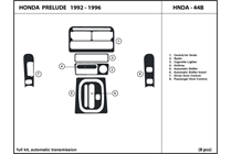1993 Honda Prelude DL Auto Dash Kit Diagram