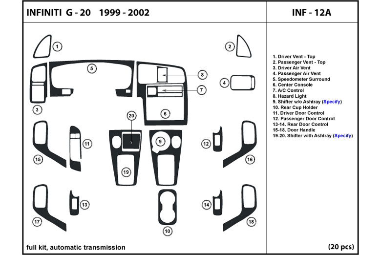 DL Auto™ Infiniti G20 1999-2002 Dash Kits