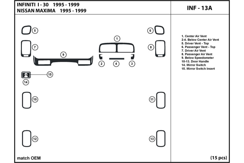1996 Infiniti I30 DL Auto Dash Kit Diagram