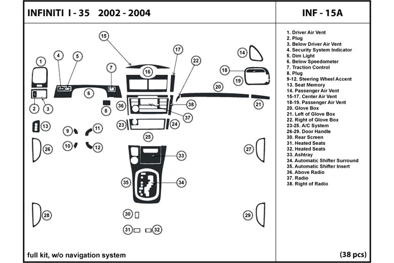 DL Auto™ Infiniti I35 2002-2004 Dash Kits