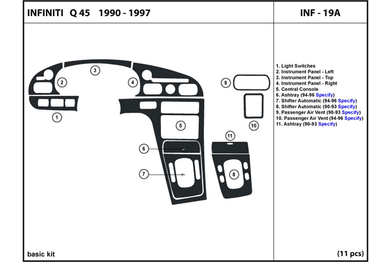 DL Auto™ Infiniti Q45 1990-1997 Dash Kits