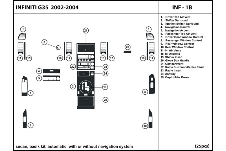 DL Auto™ Infiniti G35 2003-2004 Dash Kits