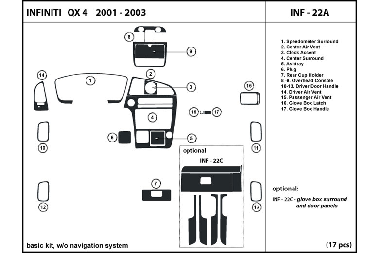 DL Auto™ Infiniti QX4 2001-2003 Dash Kits