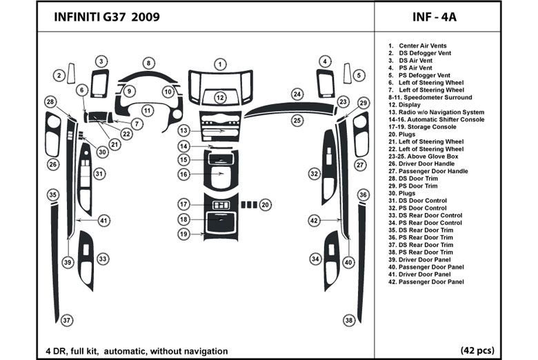 DL Auto™ Infiniti G37 2009 Dash Kits