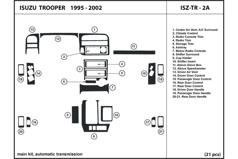 1995 Isuzu Trooper DL Auto Dash Kit Diagram