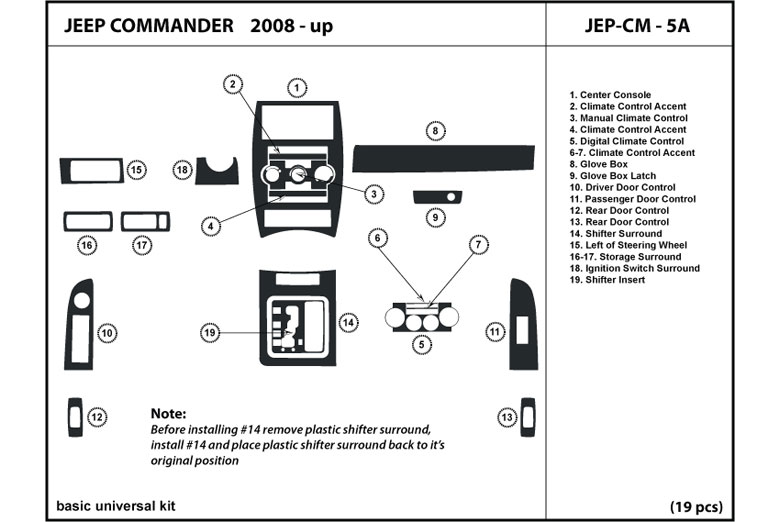 2008 Jeep Commander DL Auto Dash Kit Diagram