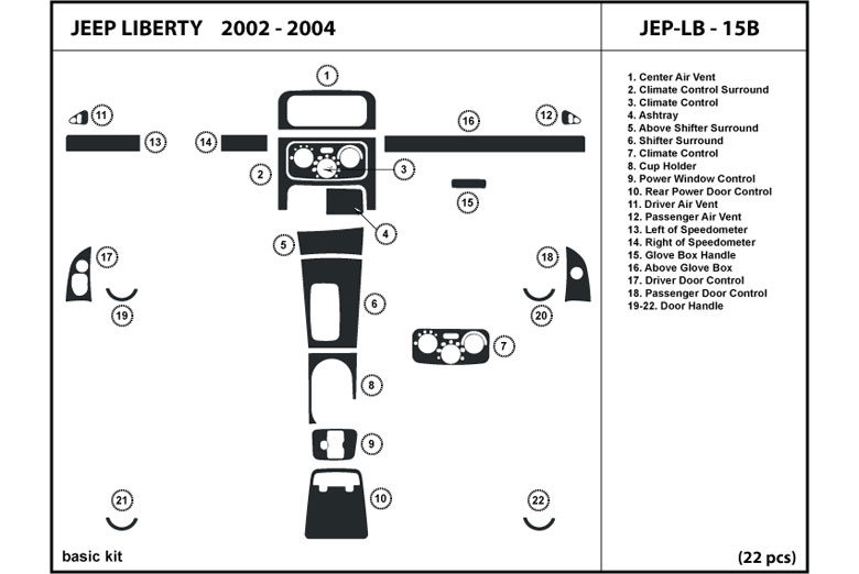 2002 Jeep Liberty DL Auto Dash Kit Diagram