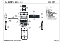 2005 Kia Sedona DL Auto Dash Kit Diagram