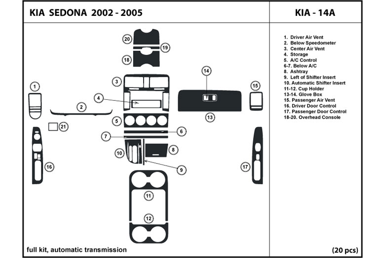 DL Auto™ Kia Sedona 2002-2005 Dash Kits