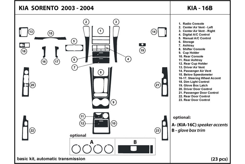 DL Auto™ Kia Sorento 2003-2004 Dash Kits