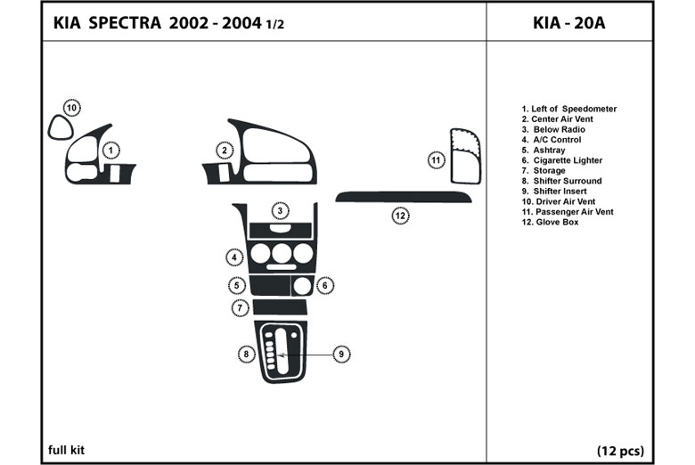 DL Auto™ Kia Spectra 2002-2004 Dash Kits