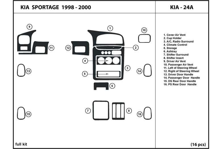 DL Auto™ Kia Sportage 1998-2000 Dash Kits