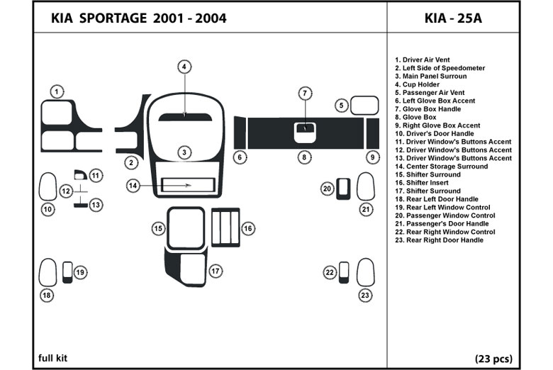 2001 Kia Sportage DL Auto Dash Kit Diagram