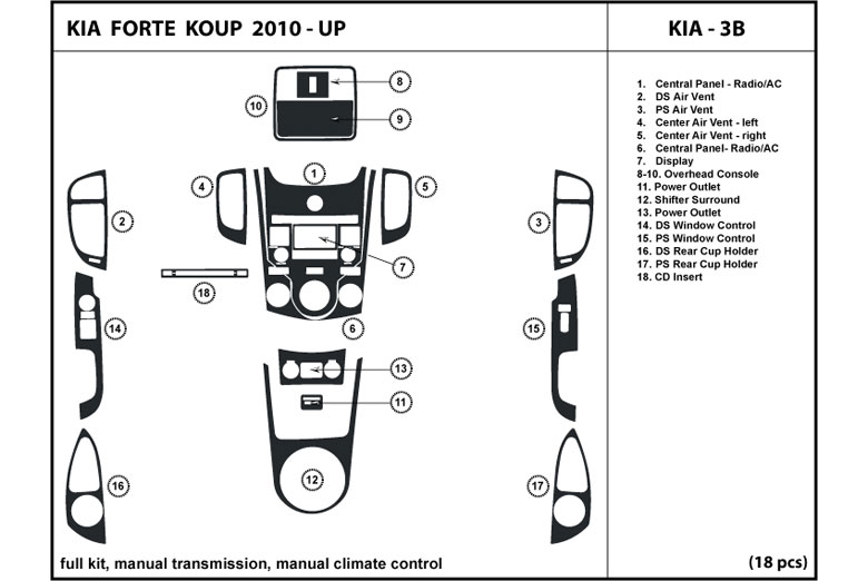 DL Auto™ Kia Forte 2010-2012 Dash Kits