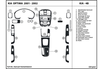 2002 Kia Optima DL Auto Dash Kit Diagram