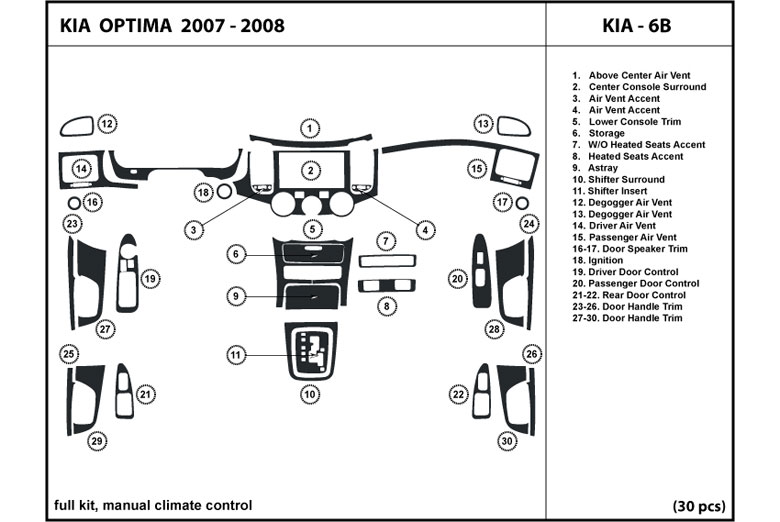 DL Auto™ Kia Optima 2007-2008 Dash Kits