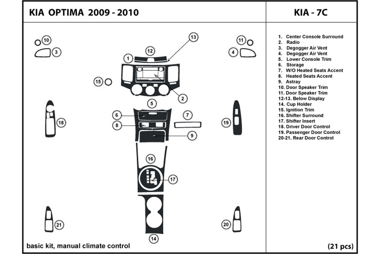 2009 Kia Optima DL Auto Dash Kit Diagram