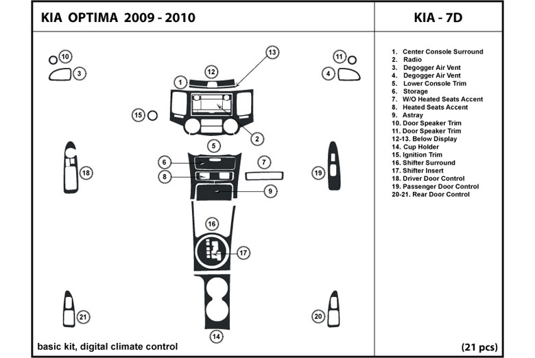 DL Auto™ Kia Optima 2009-2010 Dash Kits