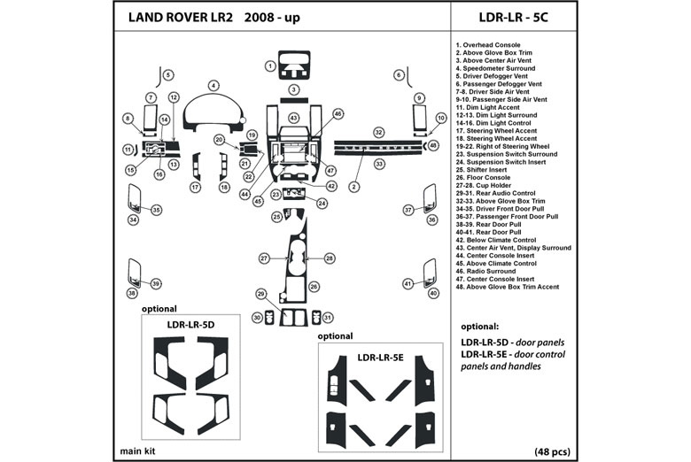 2008 Land Rover LR2 DL Auto Dash Kit Diagram
