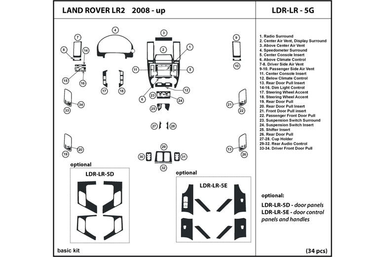 2008 Land Rover LR2 DL Auto Dash Kit Diagram