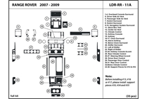 2008 Land Rover Range Rover DL Auto Dash Kit Diagram