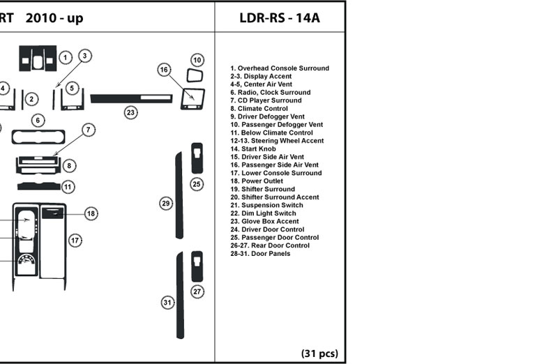 2010 Land Rover Range Rover Sport DL Auto Dash Kit Diagram