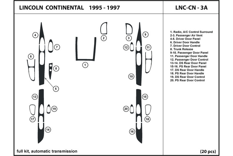 1995 Lincoln Continental DL Auto Dash Kit Diagram