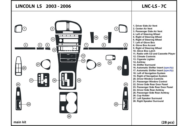 2003 Lincoln LS DL Auto Dash Kit Diagram
