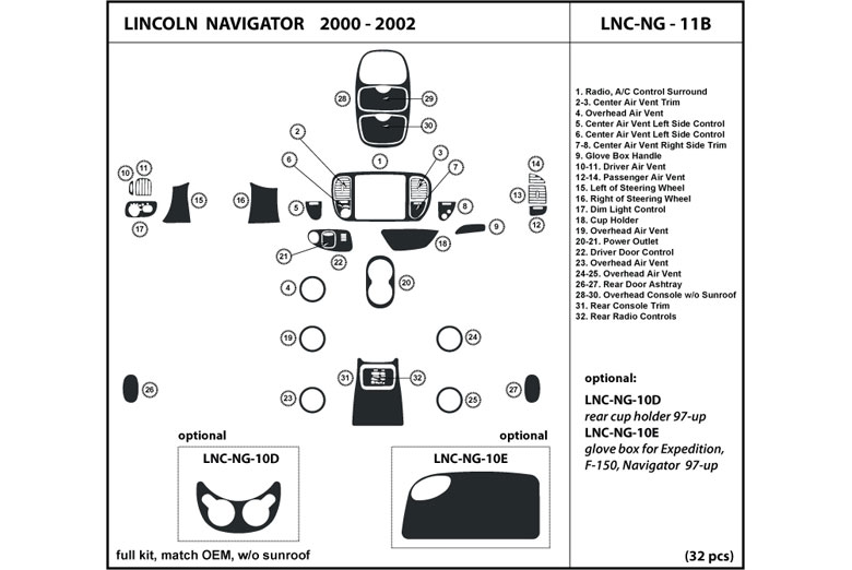 DL Auto™ Lincoln Navigator 2000-2002 Dash Kits