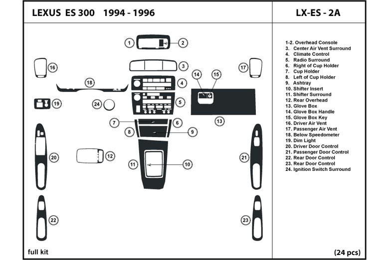 1994 Lexus ES DL Auto Dash Kit Diagram