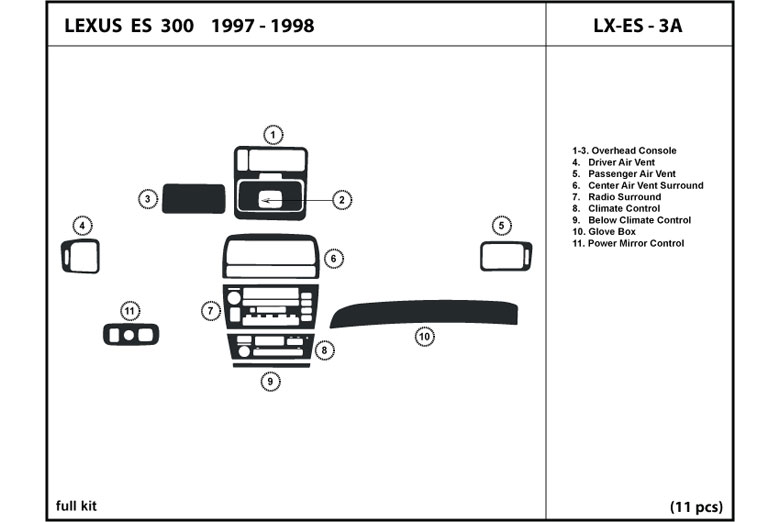 1994 Lexus ES DL Auto Dash Kit Diagram