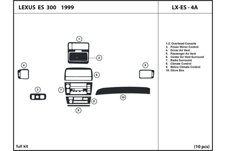 1999 Lexus ES DL Auto Dash Kit Diagram