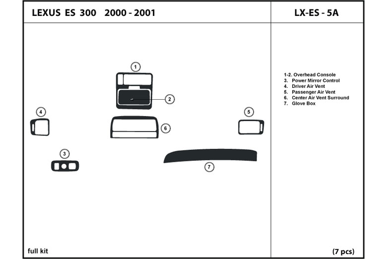 2000 Lexus ES DL Auto Dash Kit Diagram