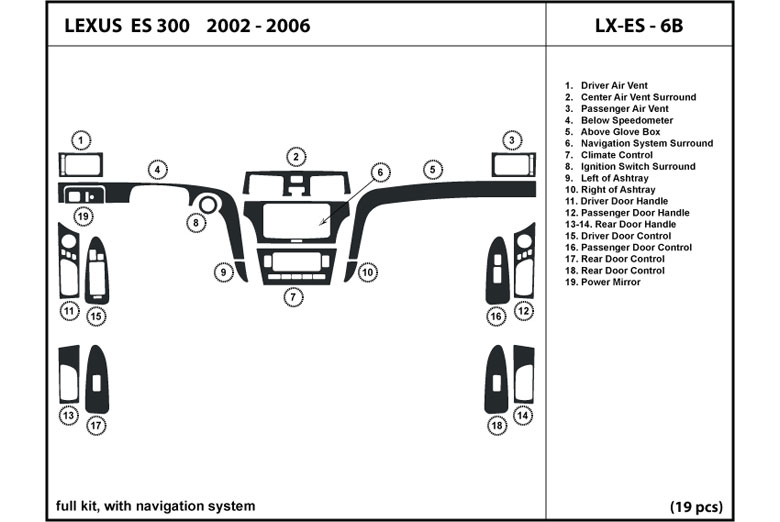 DL Auto™ Lexus ES 2002-2003 Dash Kits
