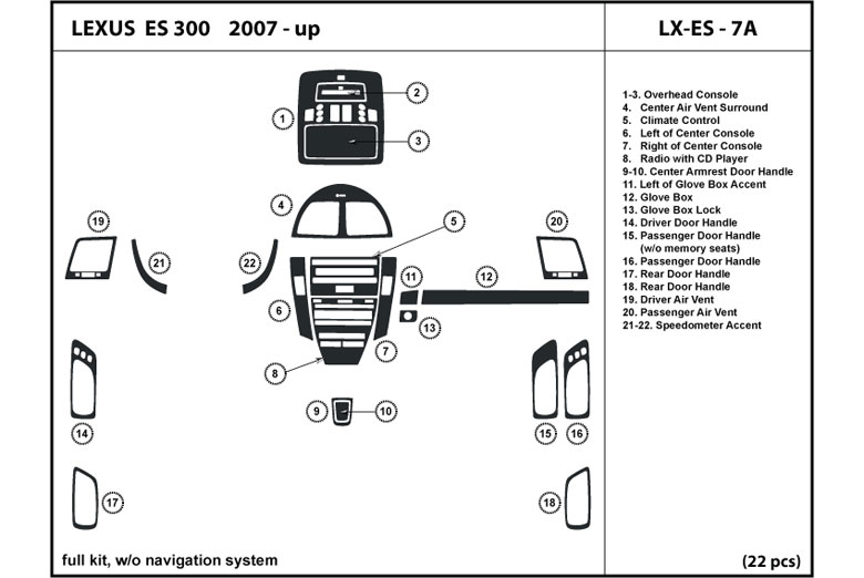 DL Auto™ Lexus ES 2007-2009 Dash Kits