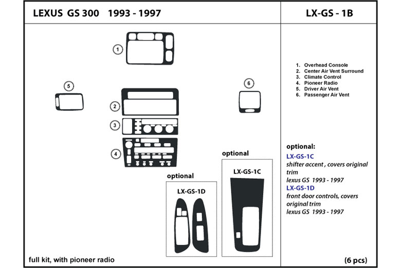 DL Auto™ Lexus GS 1993-1997 Dash Kits
