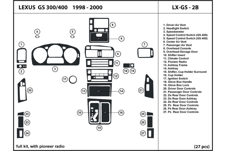 1998 Lexus GS DL Auto Dash Kit Diagram